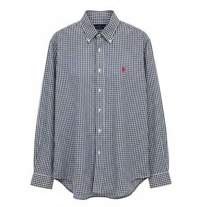 Ralph‎ Lauren Men LARGE Blue White Check Button Down Shirt Classic Fit Polo - AC